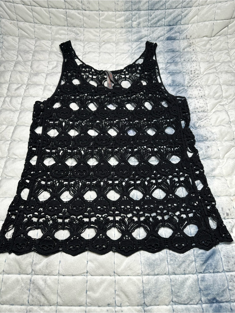 Black Skull Crochet Tank Top – Women’s Sleeveless Layering Piece